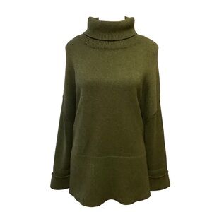 GAP Olive Green Turtleneck Knit Sweater XL 100% Cotton Cozy Oversized